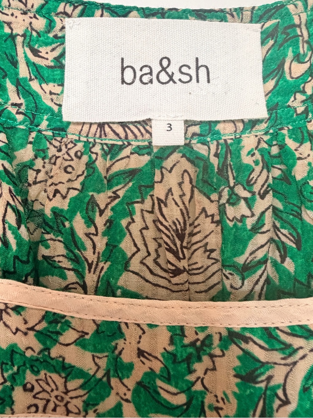 ba&sh Peio Printed Ruffled Top in Green - Picture 7 of 7